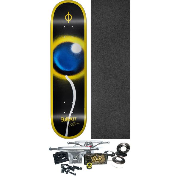 Burnkit Skateboards Materialize Black / Yellow Skateboard Deck - 8.375" x 32.125" - Complete Skateboard Bundle